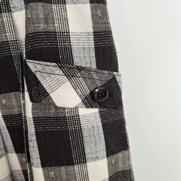 Vintage Preppy Plaid Pleated Midi Skirt with Pockets Black & White Size S - Picture 3 of 6